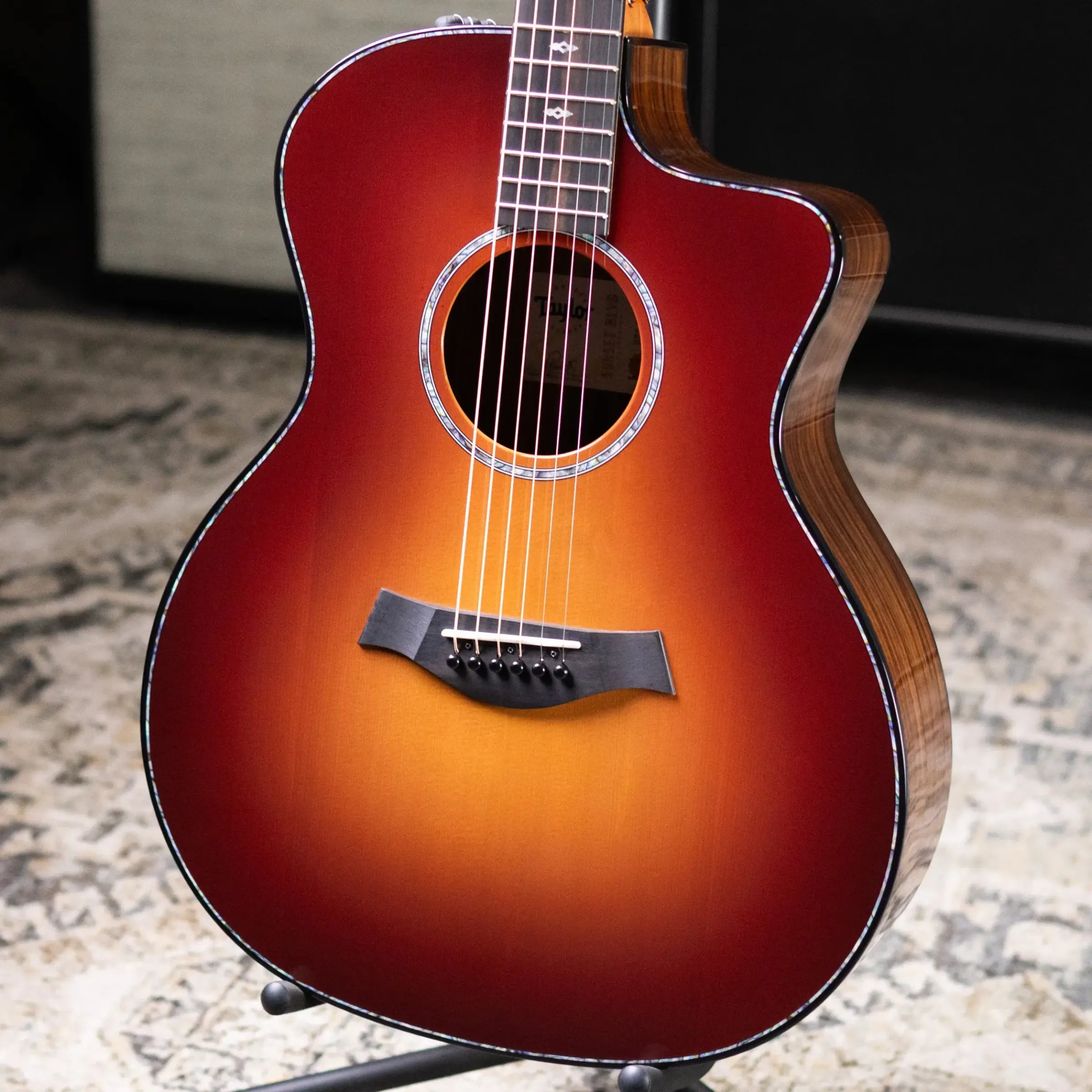 Taylor 214ce DLX Sunset Blvd Grand Auditorium Acoustic/Electric Guitar - Sepia Burst with Hardshell Case - Prototype