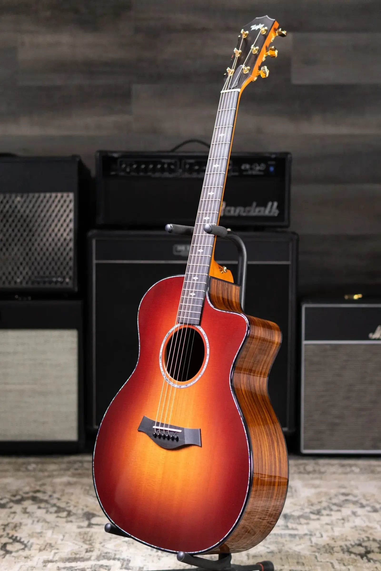 Taylor 214ce DLX Sunset Blvd Grand Auditorium Acoustic/Electric Guitar - Sepia Burst with Hardshell Case - Prototype