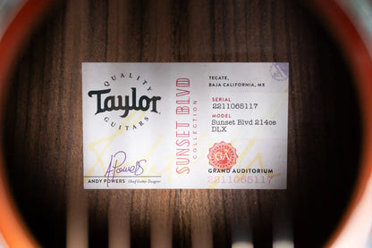 Taylor 214ce DLX Sunset Blvd Grand Auditorium Acoustic/Electric Guitar - Sepia Burst with Hardshell Case - Prototype