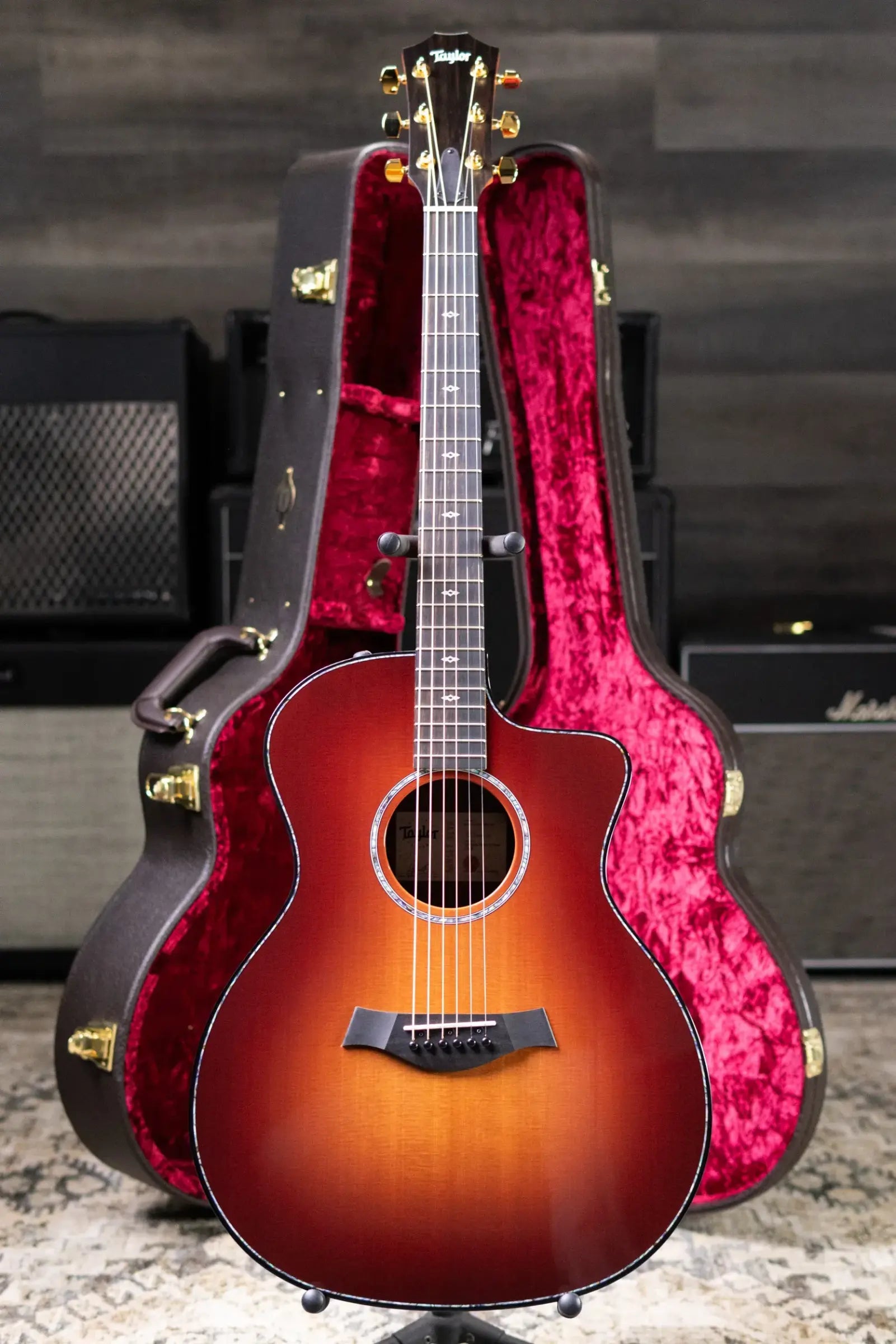 Taylor 214ce DLX Sunset Blvd Grand Auditorium Acoustic/Electric Guitar - Sepia Burst with Hardshell Case - Prototype