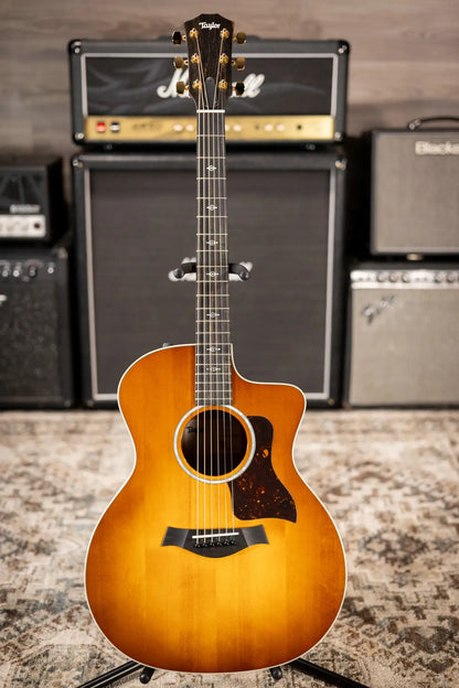 Taylor 214ce-K DLX Special Edition Grand Auditorium Acoustic/Electric Guitar - Honeyburst with Hardshell Case - Demo