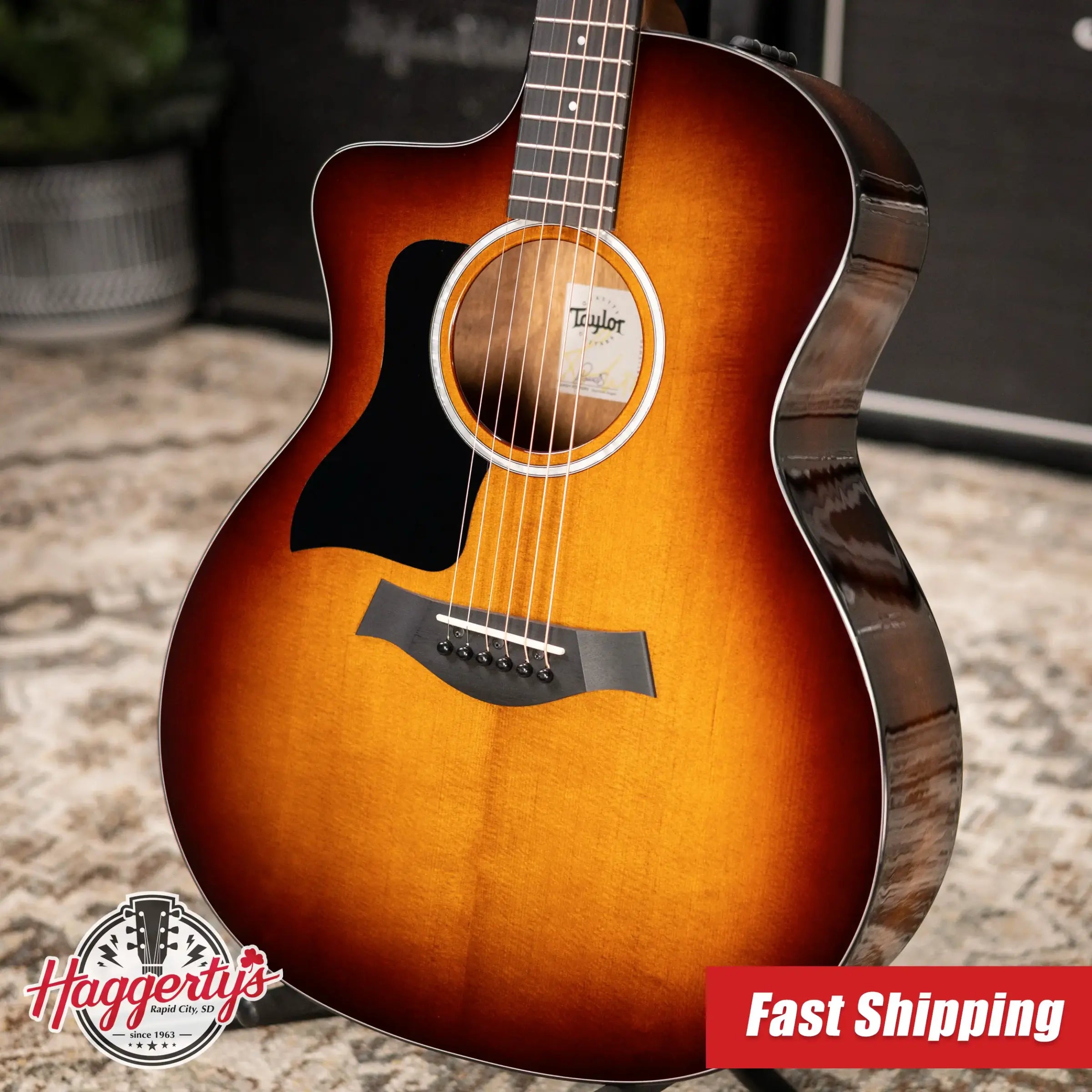 Taylor 214ce-K SB Plus Left-Handed Grand Auditorium Acoustic/Electric Guitar - Sunburst with Aerocase - Factory Demo
