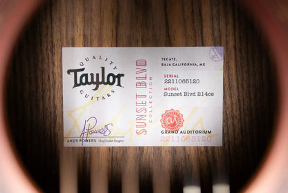 Taylor 214ce Sunset Blvd Grand Auditorium Acoustic/Electric Guitar - Sepia Burst with Gig Bag - Prototype