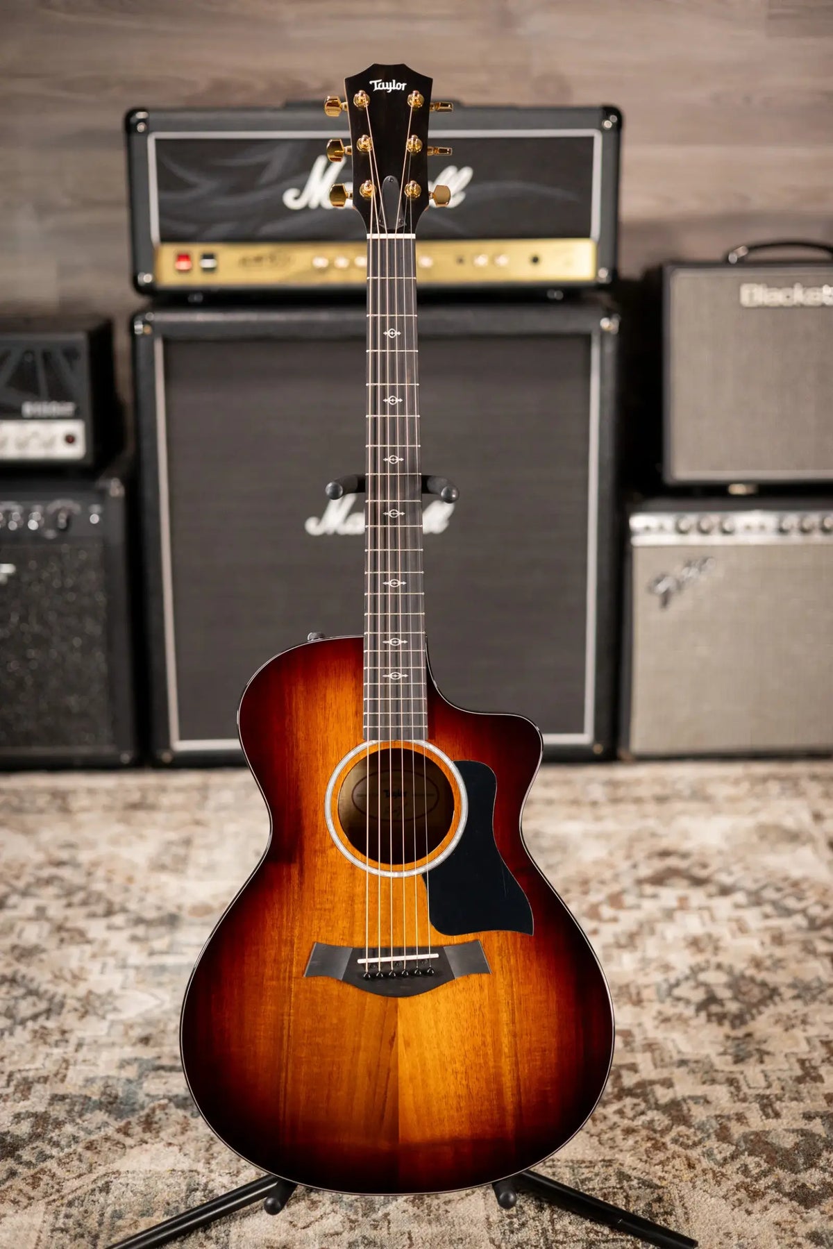 Taylor 222ce-K DLX Grand Concert Hawaiian Koa Acoustic/Electric Guitar - Shaded Edge Burst with Hardshell Case  - Demo