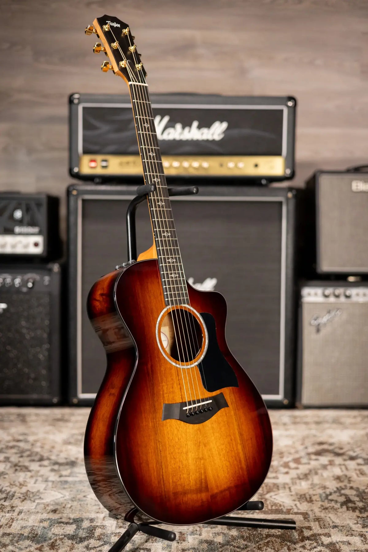 Taylor 222ce-K DLX Grand Concert Hawaiian Koa Acoustic/Electric Guitar - Shaded Edge Burst with Hardshell Case  - Demo