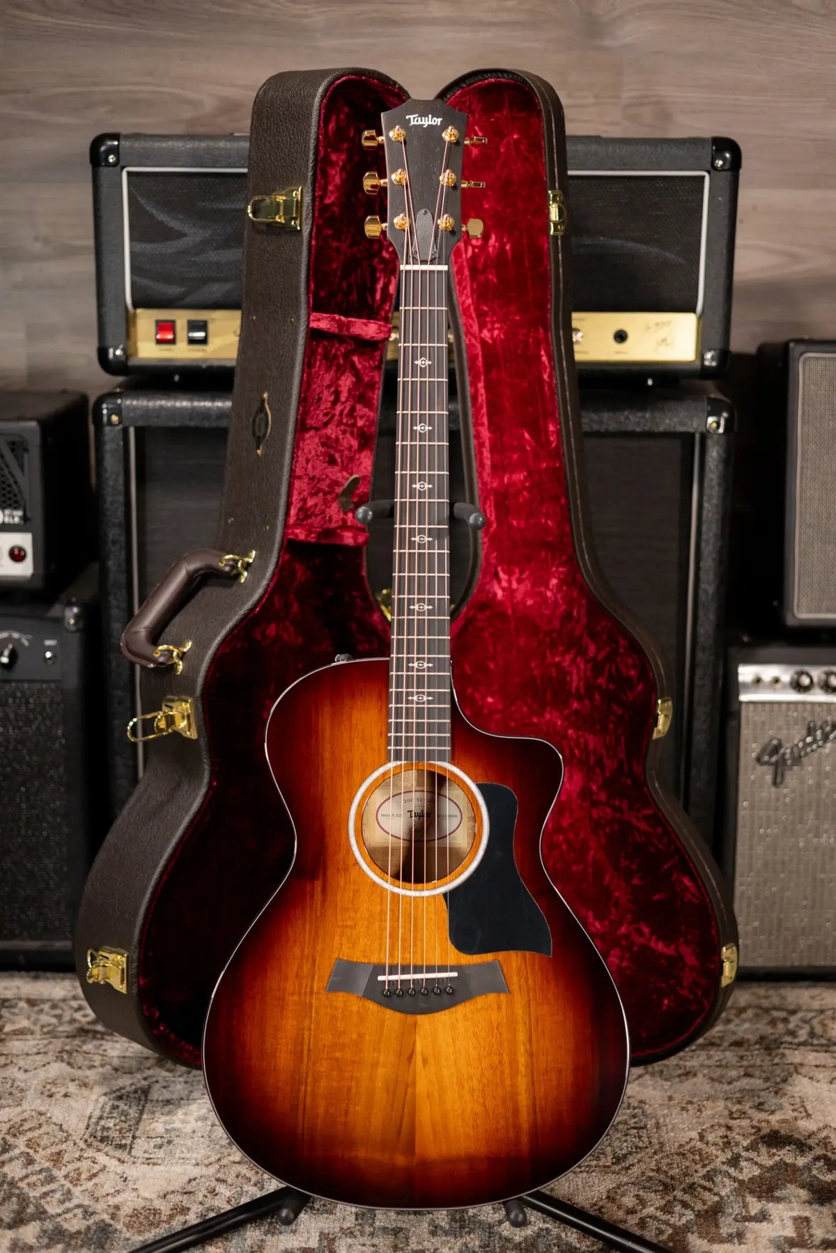 Taylor 222ce-K DLX Grand Concert Hawaiian Koa Acoustic/Electric Guitar - Shaded Edge Burst with Hardshell Case  - Demo