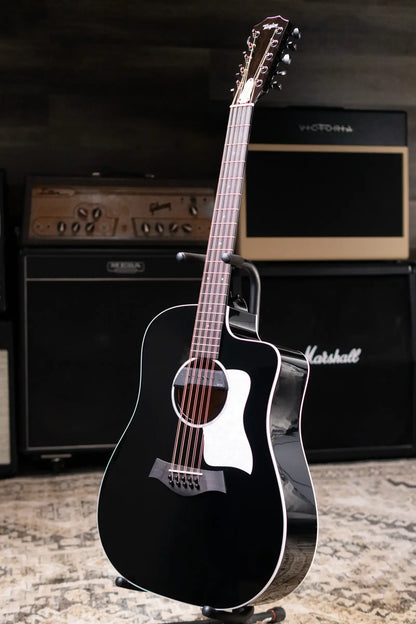 Taylor 250ce Plus BLK Bajo Quinto Acoustic/Electric Guitar - Black with Aerocase