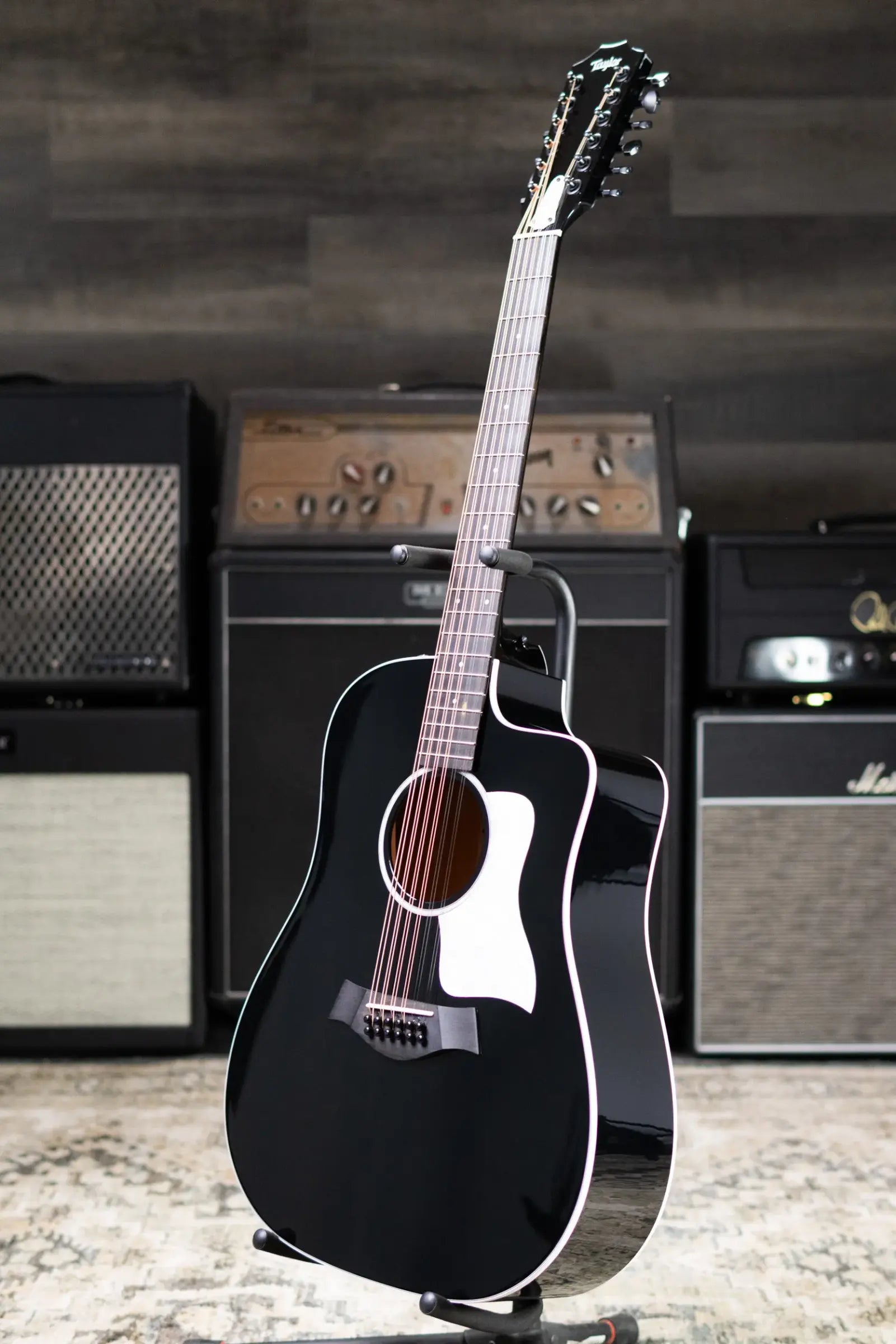 Taylor 250ce Plus BLK Doce Doble Acoustic/Electric Guitar - Black with Aerocase