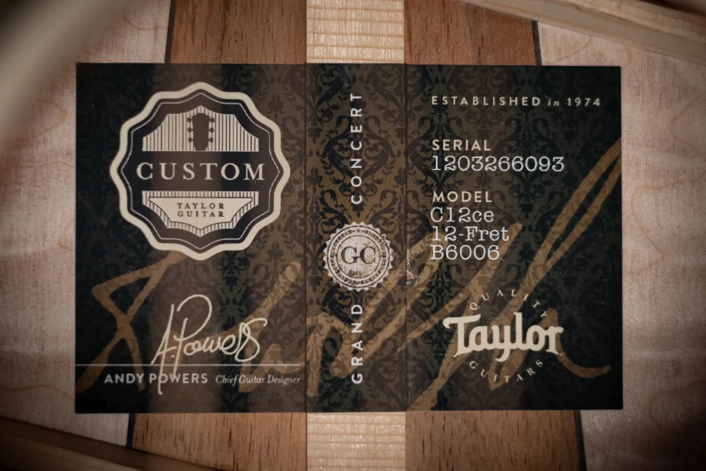 Taylor Custom Shop C12ce 12-Fret B8006 2026 Catch Event #6 Grand Concert Acoustic/Electric Guitar - Lutz Spruce / Big Leaf Maple with Hardshell Case