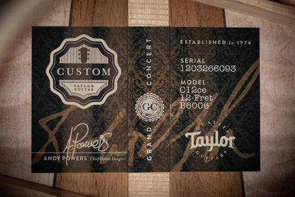 Taylor Custom Shop C12ce 12-Fret B8006 2026 Catch Event #6 Grand Concert Acoustic/Electric Guitar with Hardshell Case