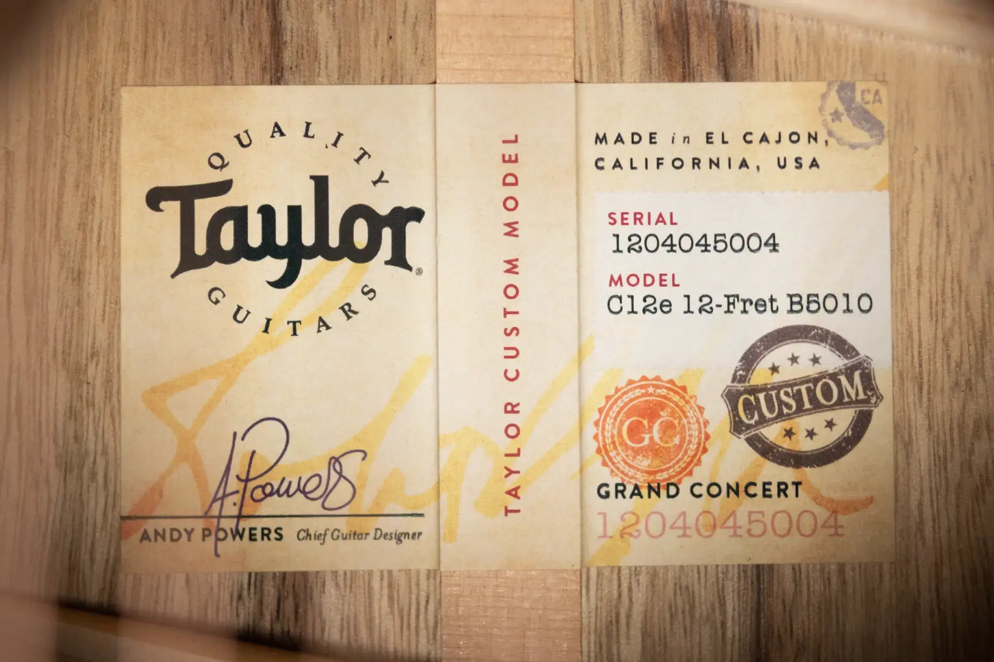 Taylor Custom "The Monument" 1 of 20 C12e 12-Fret 2025 Catch Event #10 Grand Concert Acoustic/Electric Guitar - Black Limba/Sinker Cypress with Hardshell Case