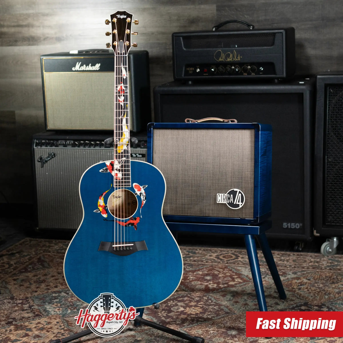 Taylor Custom Shop C17e 2025 Catch Event #41 Grand Pacific Acoustic/Electric Guitar - Living Blue Jewel with Circa 74 Amp and Hardshell Case - Floor Model