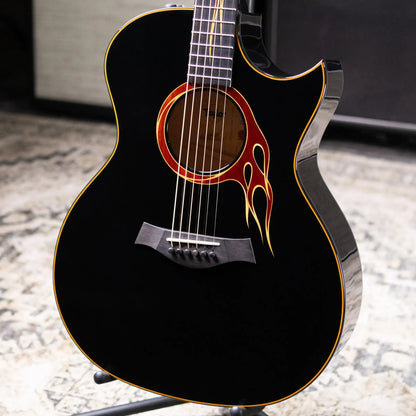 Taylor Custom Shop Grand Auditorium Acoustic/Electric Guitar - Hot Rod Black with Hardshell Case
