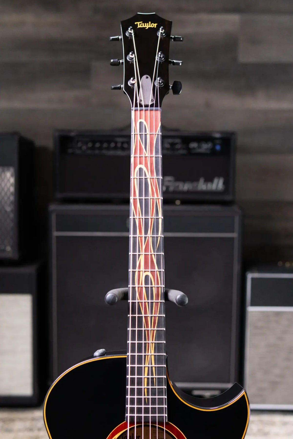 Taylor Custom Shop Grand Auditorium Acoustic/Electric Guitar - Hot Rod Black with Hardshell Case
