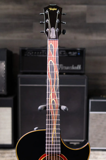 Taylor Custom Shop Grand Auditorium Acoustic/Electric Guitar - Hot Rod Black with Hardshell Case