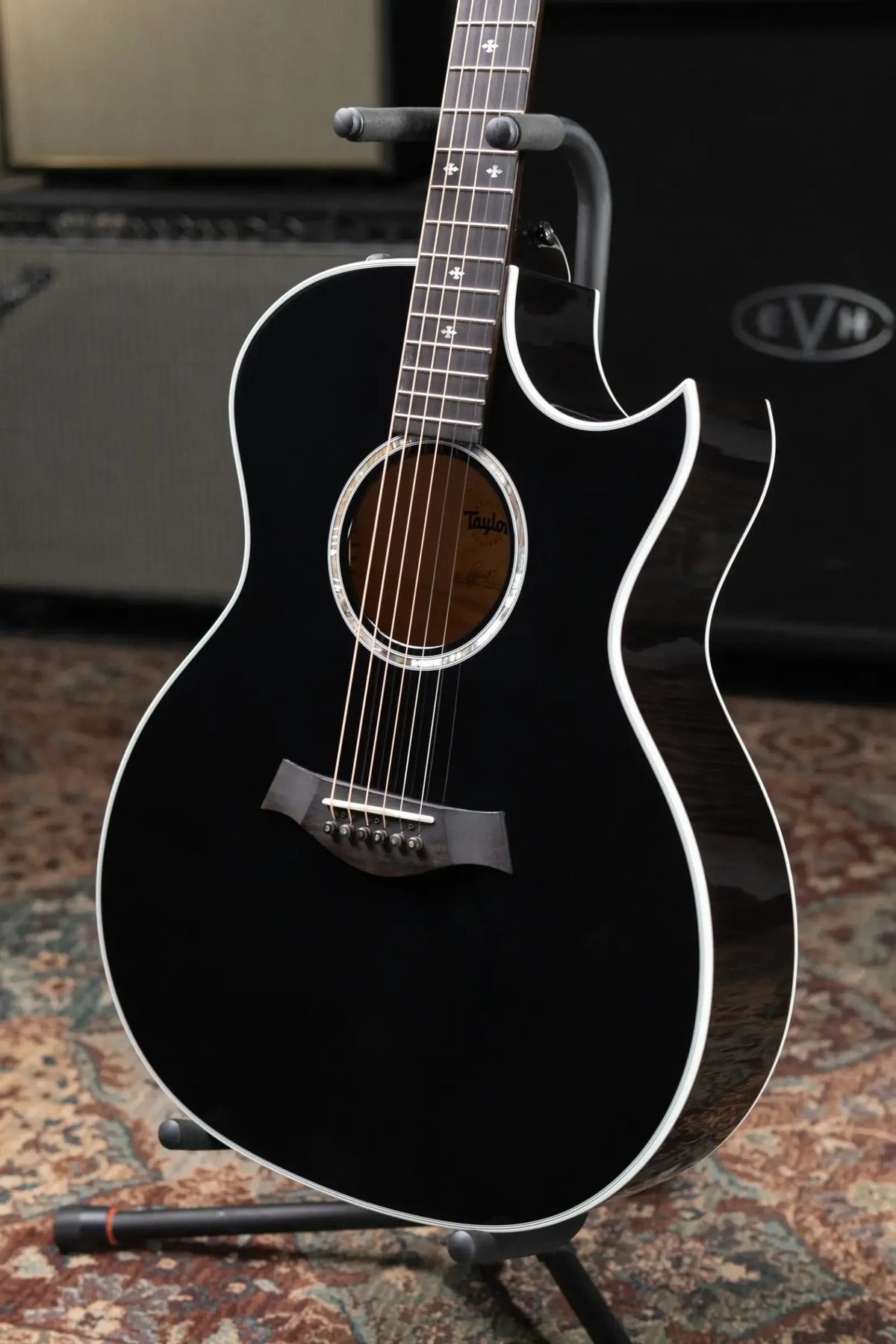 Taylor Custom Shop Grand Auditorium Thin Body Acoustic/Electric Guitar - Transparent Black with Hardshell Case