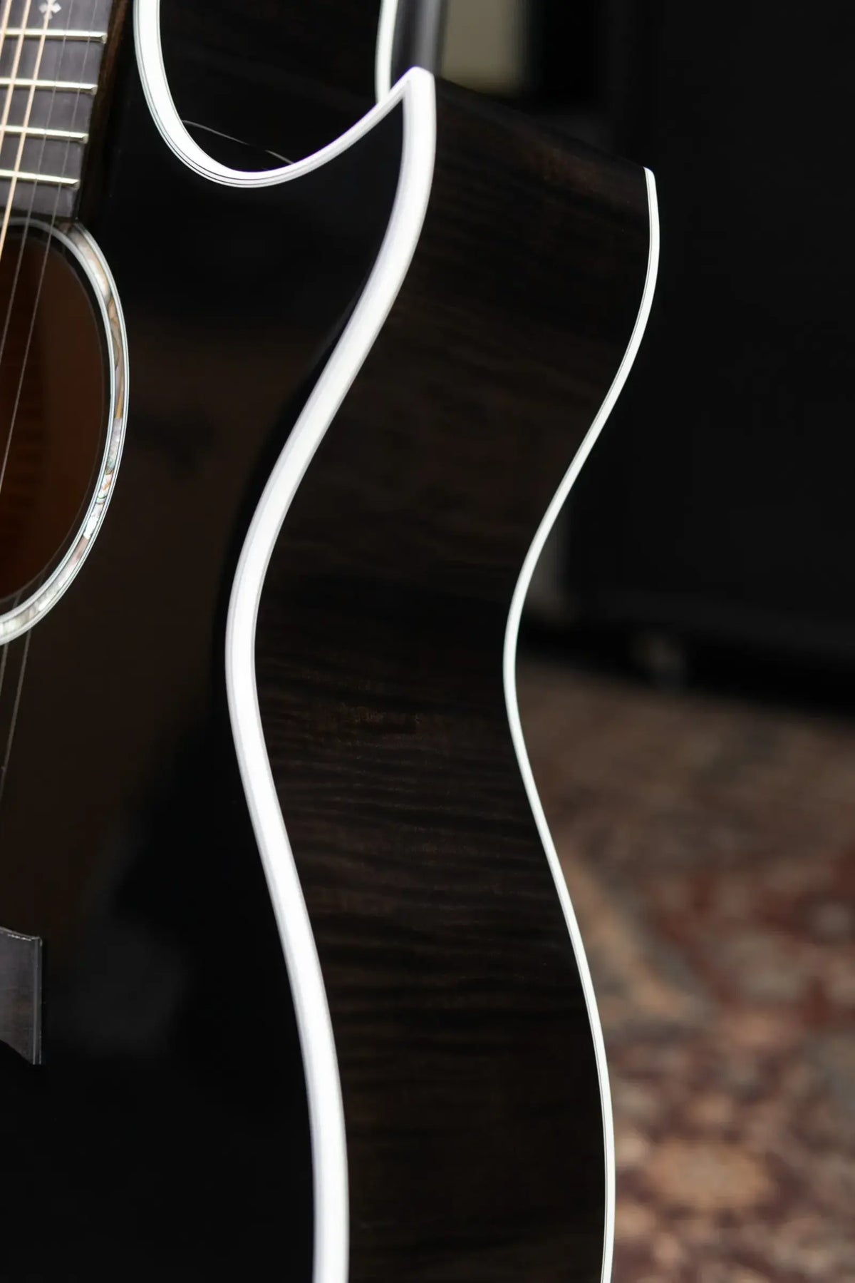 Taylor Custom Shop Grand Auditorium Thin Body Acoustic/Electric Guitar - Transparent Black with Hardshell Case