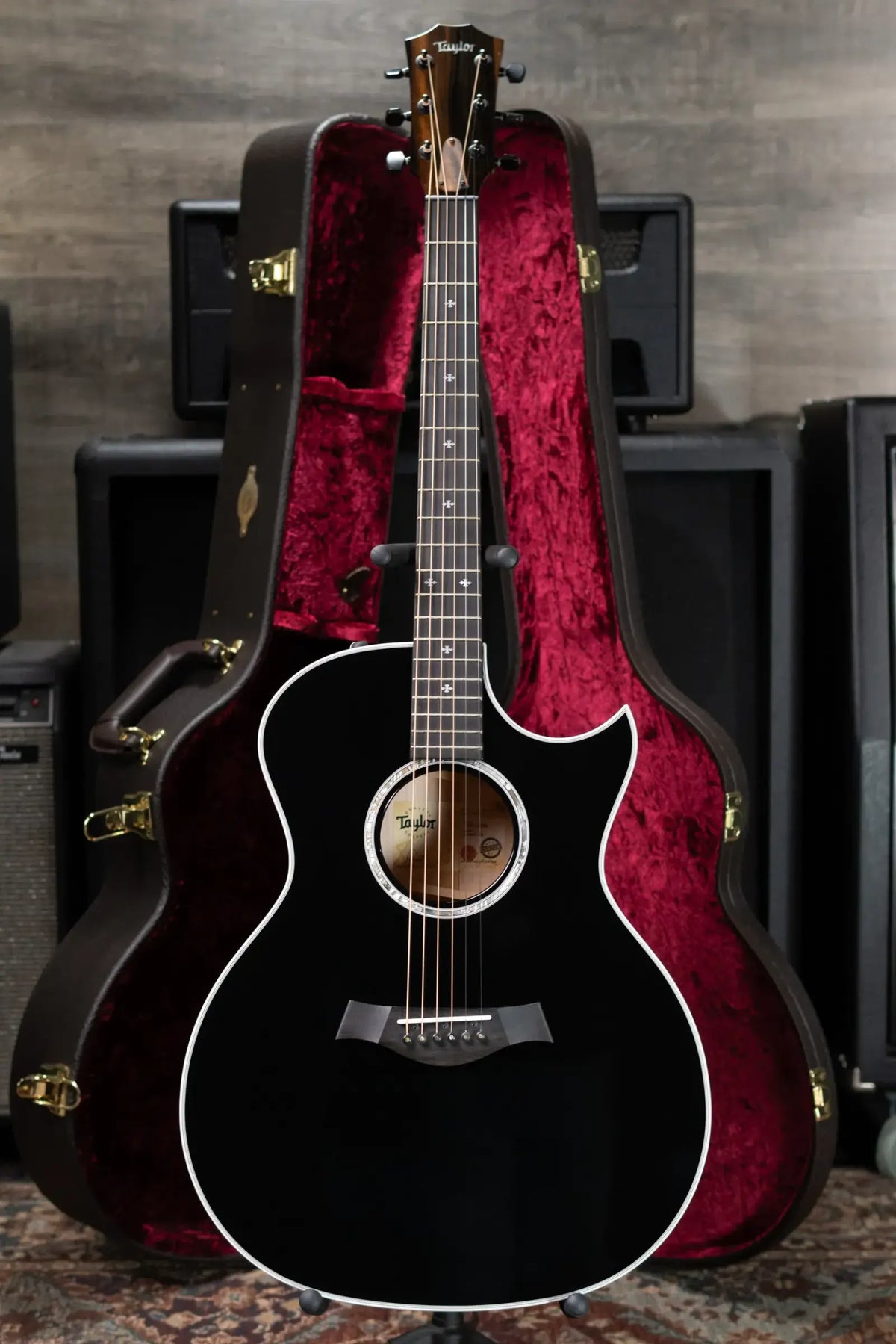Taylor Custom Shop Grand Auditorium Thin Body Acoustic/Electric Guitar - Transparent Black with Hardshell Case