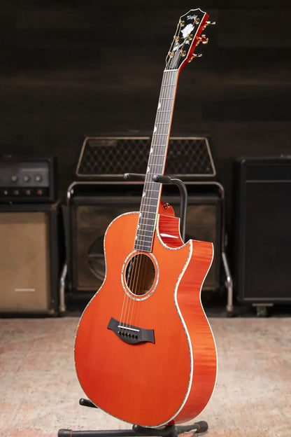 Taylor Doyle Dykes Signature Model Grand Auditorium Acoustic/Electric Guitar - Translucent Orange with Aerocase - Demo