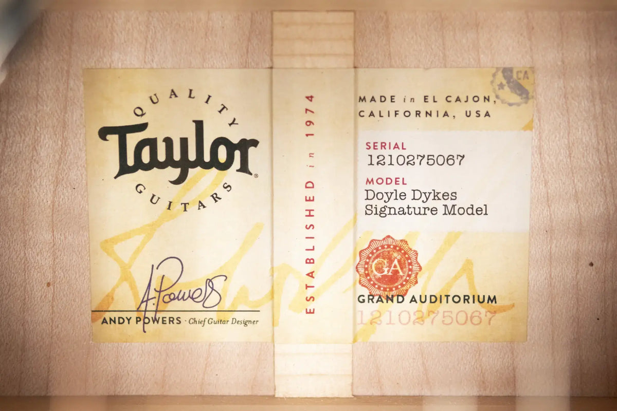 Taylor Doyle Dykes Signature Model Grand Auditorium Acoustic/Electric Guitar - Translucent Orange with Aerocase - Demo