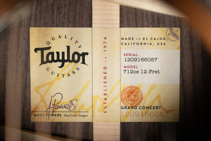 Taylor Next Generation 712ce 12-Fret Grand Concert Acoustic/Electric Guitar with Hardshell Case