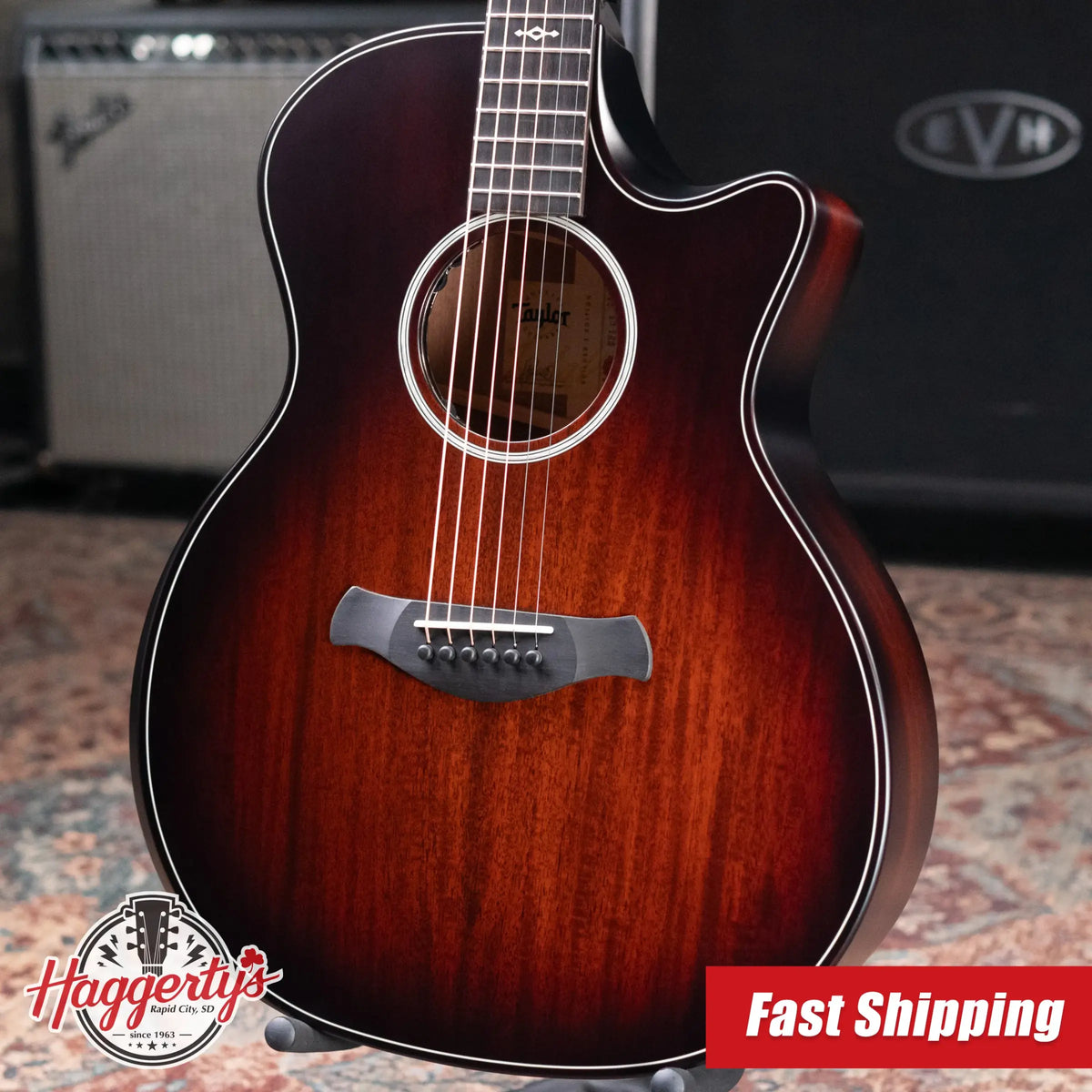 Taylor Next Generation Builder's Edition 324ce Grand Auditorium Acoustic/Electric Guitar - Tobacco Kona Burst with Hardshell Case