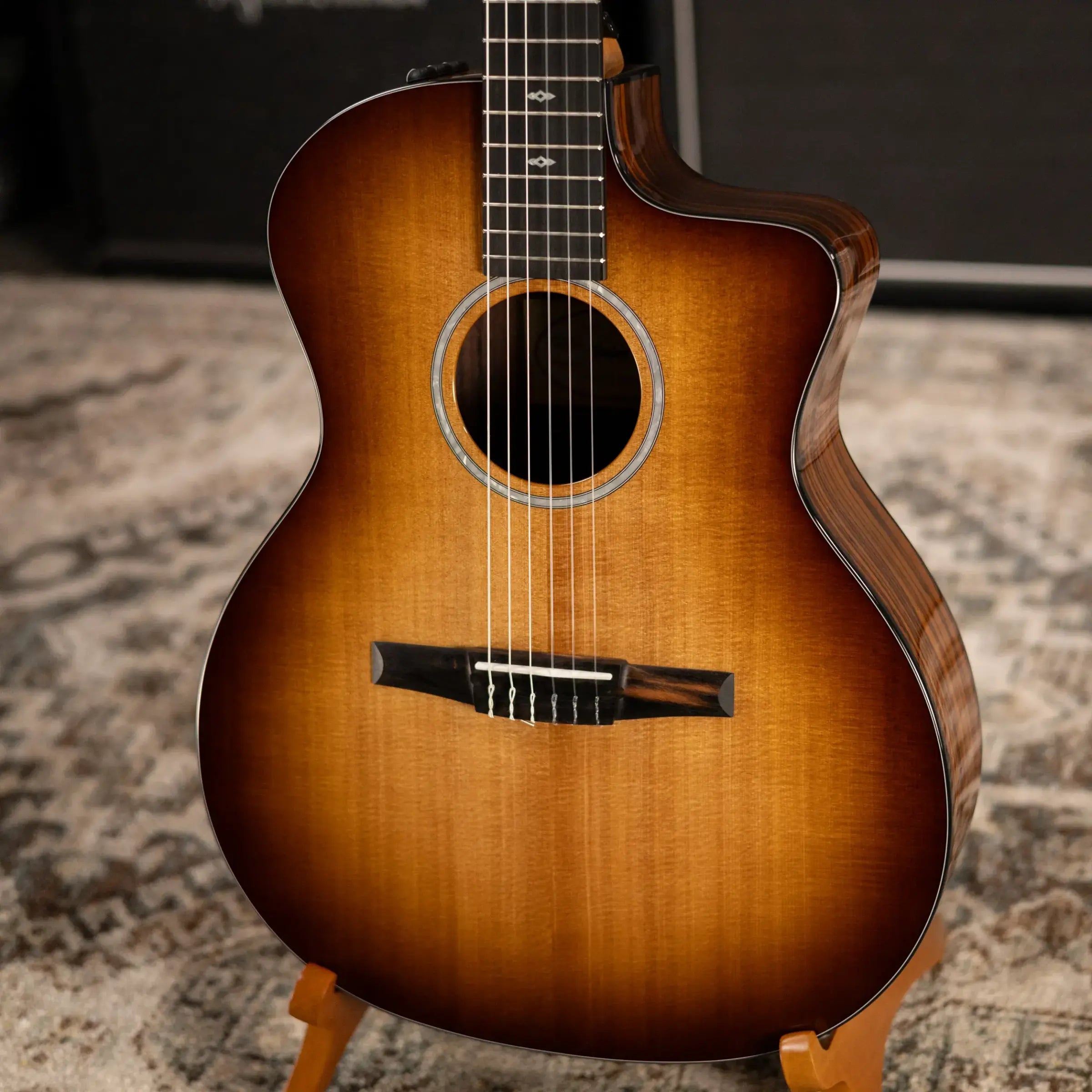Taylor Sunset Blvd 214ce-N Plus Nylon Grand Auditorium Acoustic/Electric Guitar - Shaded Edge Burst with Aerocase - Factory Used