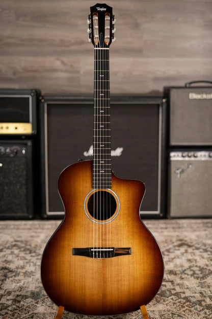 Taylor Sunset Blvd 214ce-N Plus Nylon Grand Auditorium Acoustic/Electric Guitar - Shaded Edge Burst with Aerocase - Factory Used