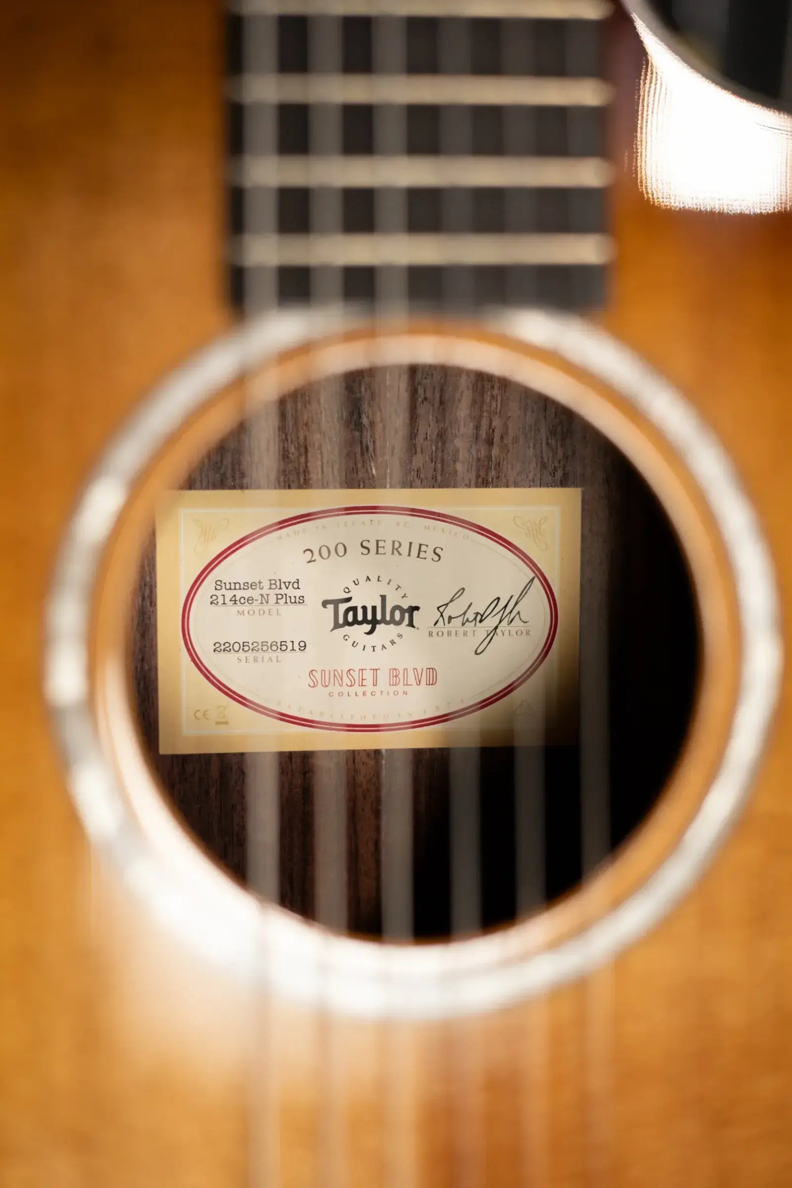 Taylor Sunset Blvd 214ce-N Plus Nylon Grand Auditorium Acoustic/Electric Guitar - Shaded Edge Burst with Aerocase - Factory Used