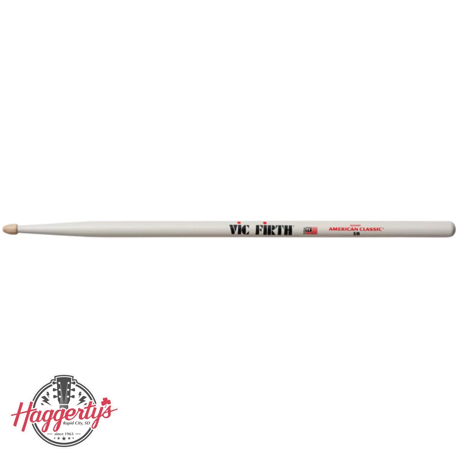 Vic Firth 5B Drum Sticks - Wood Tip, White