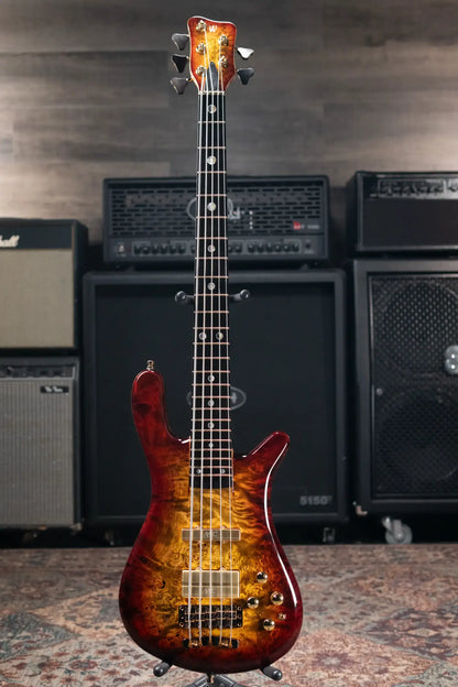 Warwick 2025 Limited Edition Masterbuilt Streamer Stage II NT 5-String Bass - Bleached Honey Sunset Burst in Natural Transparent High Polish with Gig Bag