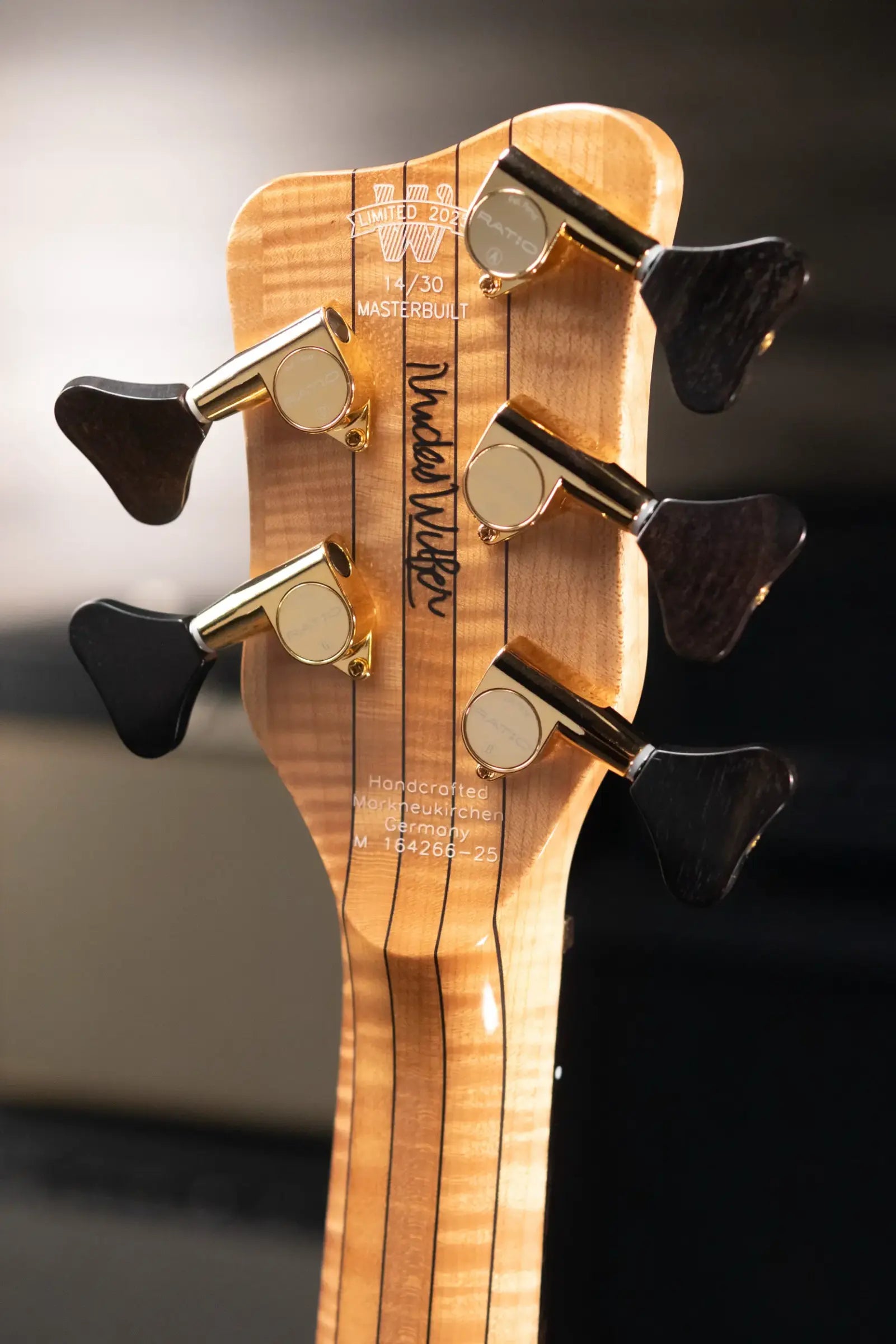 Warwick 2025 Limited Edition Masterbuilt Streamer Stage II NT 5-String Bass - Bleached Honey Sunset Burst in Natural Transparent High Polish with Gig Bag