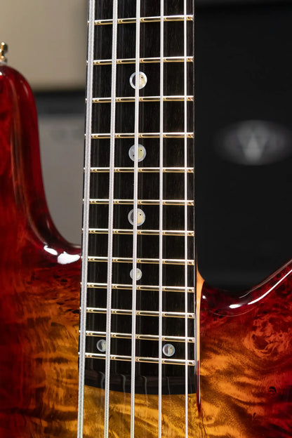 Warwick 2025 Limited Edition Masterbuilt Streamer Stage II NT 5-String Bass - Bleached Honey Sunset Burst in Natural Transparent High Polish with Gig Bag