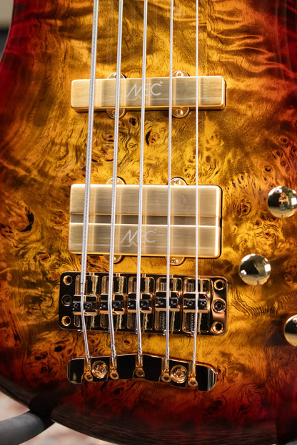 Warwick 2025 Limited Edition Masterbuilt Streamer Stage II NT 5-String Bass - Bleached Honey Sunset Burst in Natural Transparent High Polish with Gig Bag