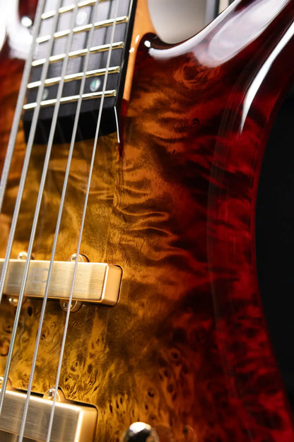 Warwick 2025 Limited Edition Masterbuilt Streamer Stage II NT 5-String Bass - Bleached Honey Sunset Burst in Natural Transparent High Polish with Gig Bag
