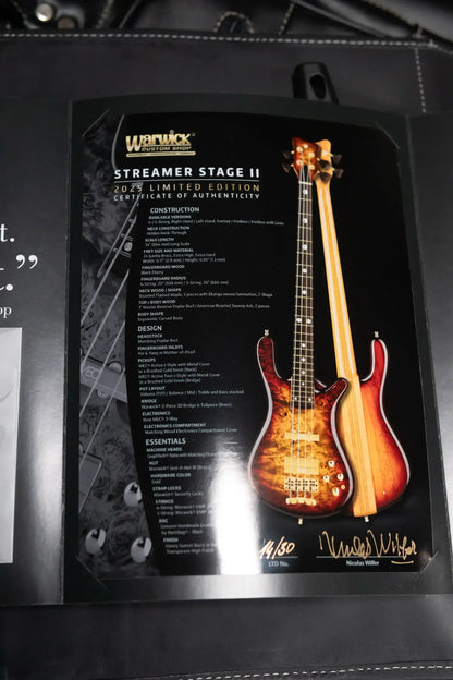 Warwick 2025 Limited Edition Masterbuilt Streamer Stage II NT 5-String Bass - Bleached Honey Sunset Burst in Natural Transparent High Polish with Gig Bag