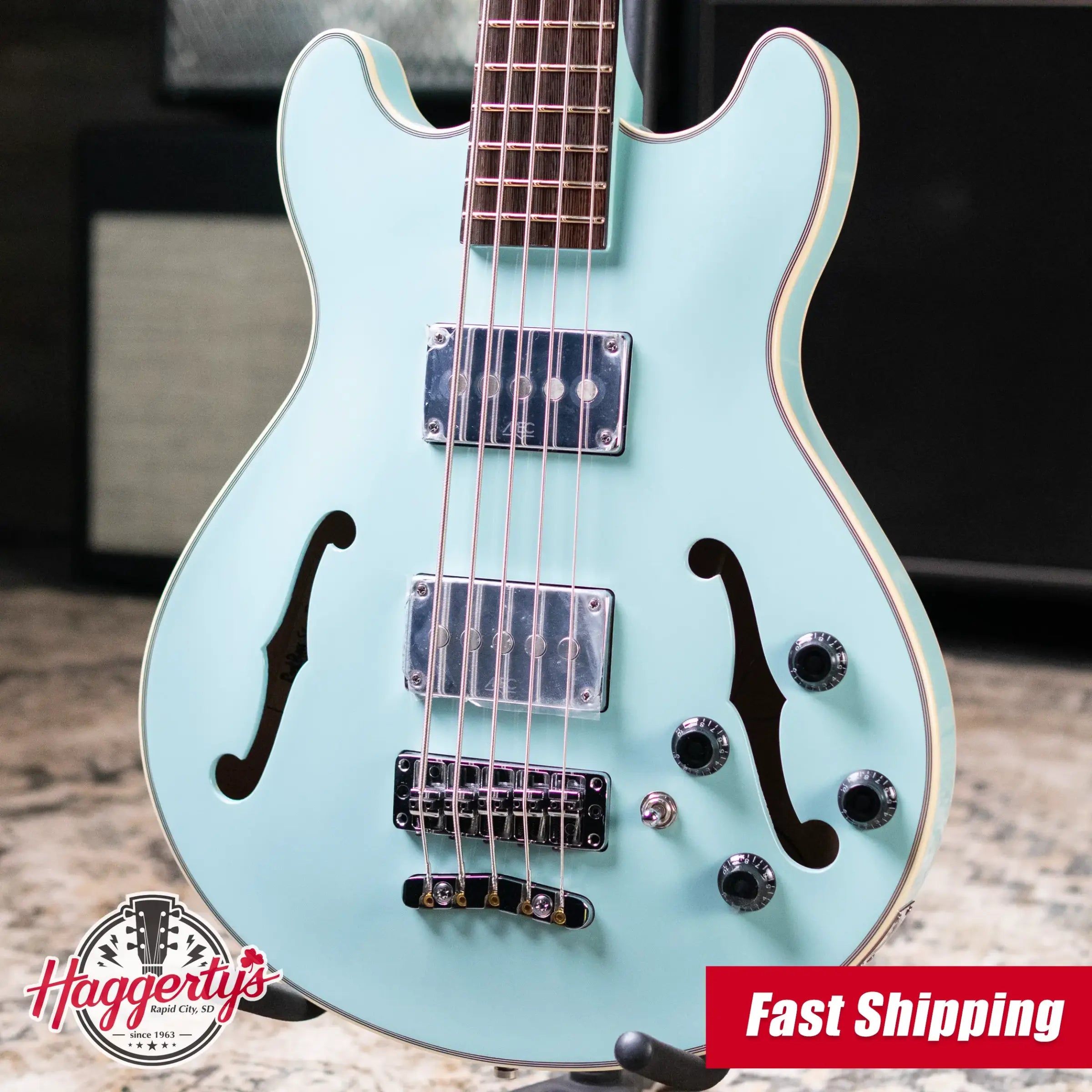 Warwick RockBass 5-String Star Bass - Solid Daphne Blue High Polish with Gig Bag