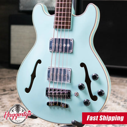 Warwick RockBass 5-String Star Bass - Solid Daphne Blue High Polish with Gig Bag