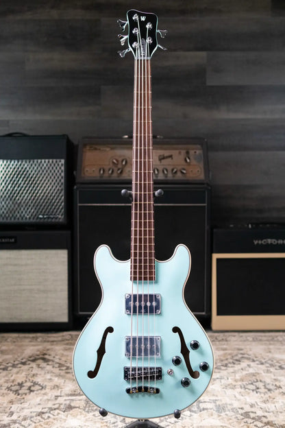 Warwick RockBass 5-String Star Bass - Solid Daphne Blue High Polish with Gig Bag