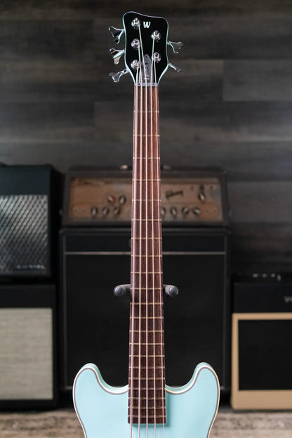 Warwick RockBass 5-String Star Bass - Solid Daphne Blue High Polish with Gig Bag