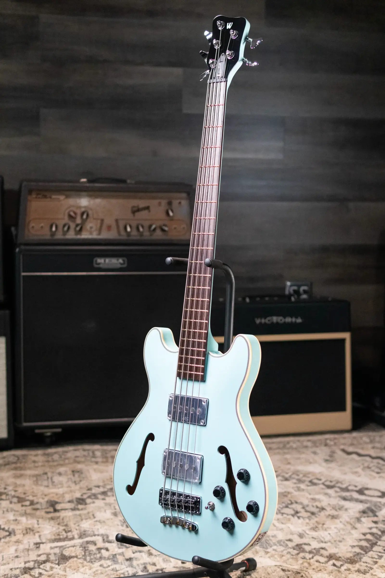 Warwick RockBass 5-String Star Bass - Solid Daphne Blue High Polish with Gig Bag