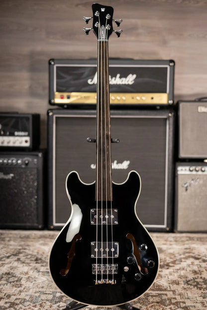 Warwick RockBass Fretless 4-String Star Bass - Solid Black High Polish with Gig Bag