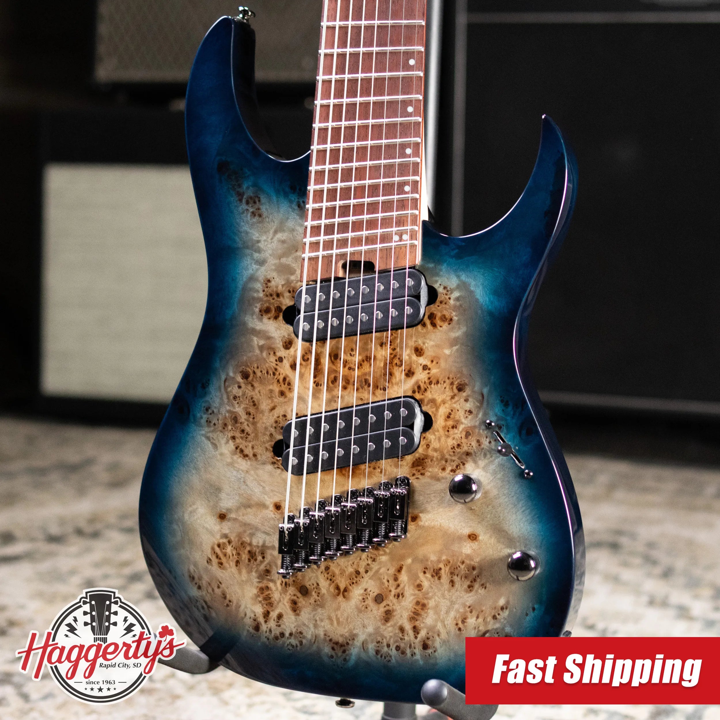 Ibanez RGMS8PR 8-String Electric Guitar - Cosmic Blue Sunburst - Used