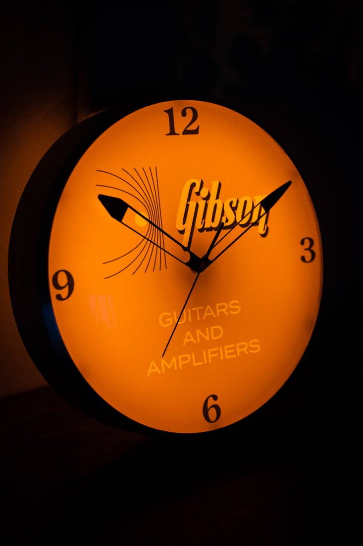 gibson vintage lighted wall clock kalamazoo orange 06