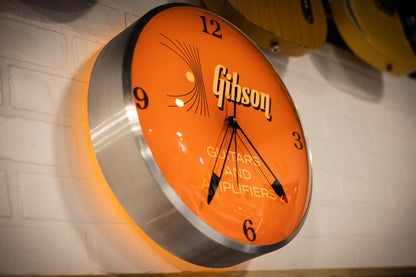 gibson vintage lighted wall clock kalamazoo orange 12