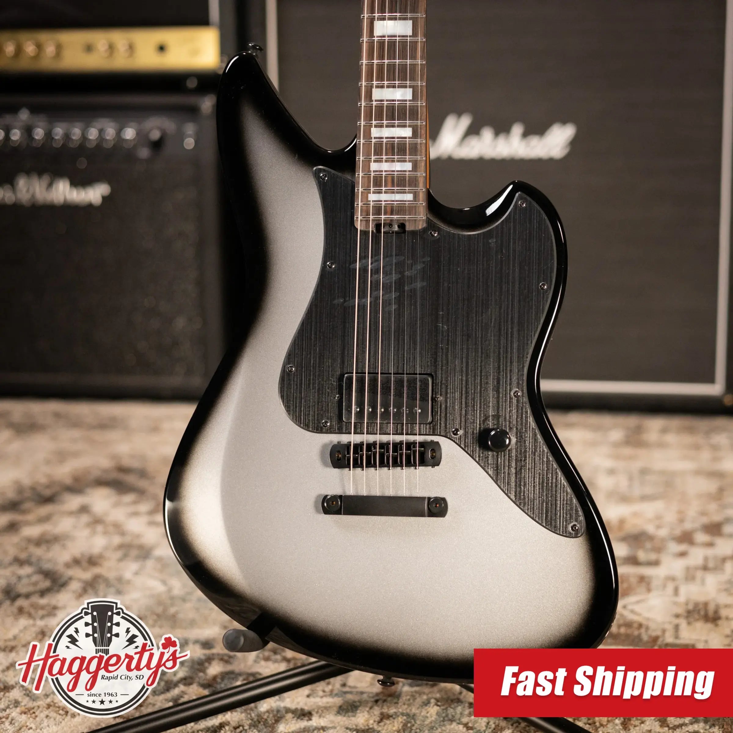 ESP LTD JD-1 Joe Duplantier Signature Electric Guitar - Silver Sunburst with Hardshell Case