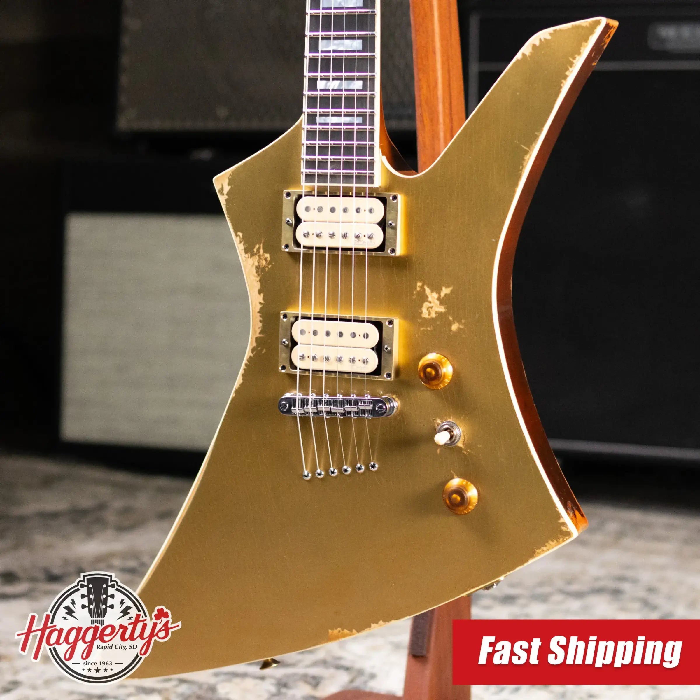 Jackson Custom Shop USA Special Edition Kelly Electric Guitar -  Nitro-Relic Tour Gold Top with Hardshell Case