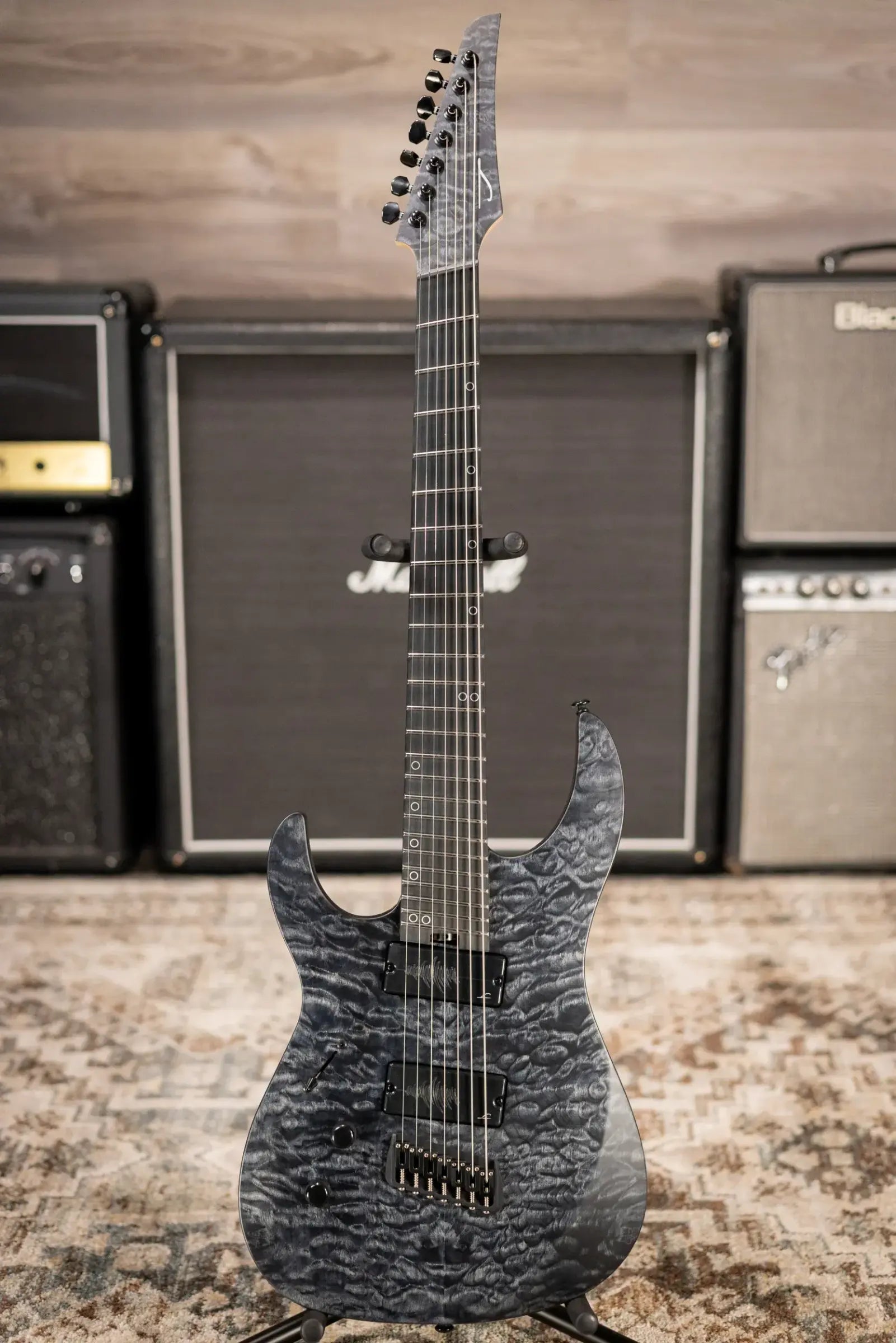 Legator N7FSSL-BLK 7-String Left Handed Multi-Scale Electric Guitar - Black QM