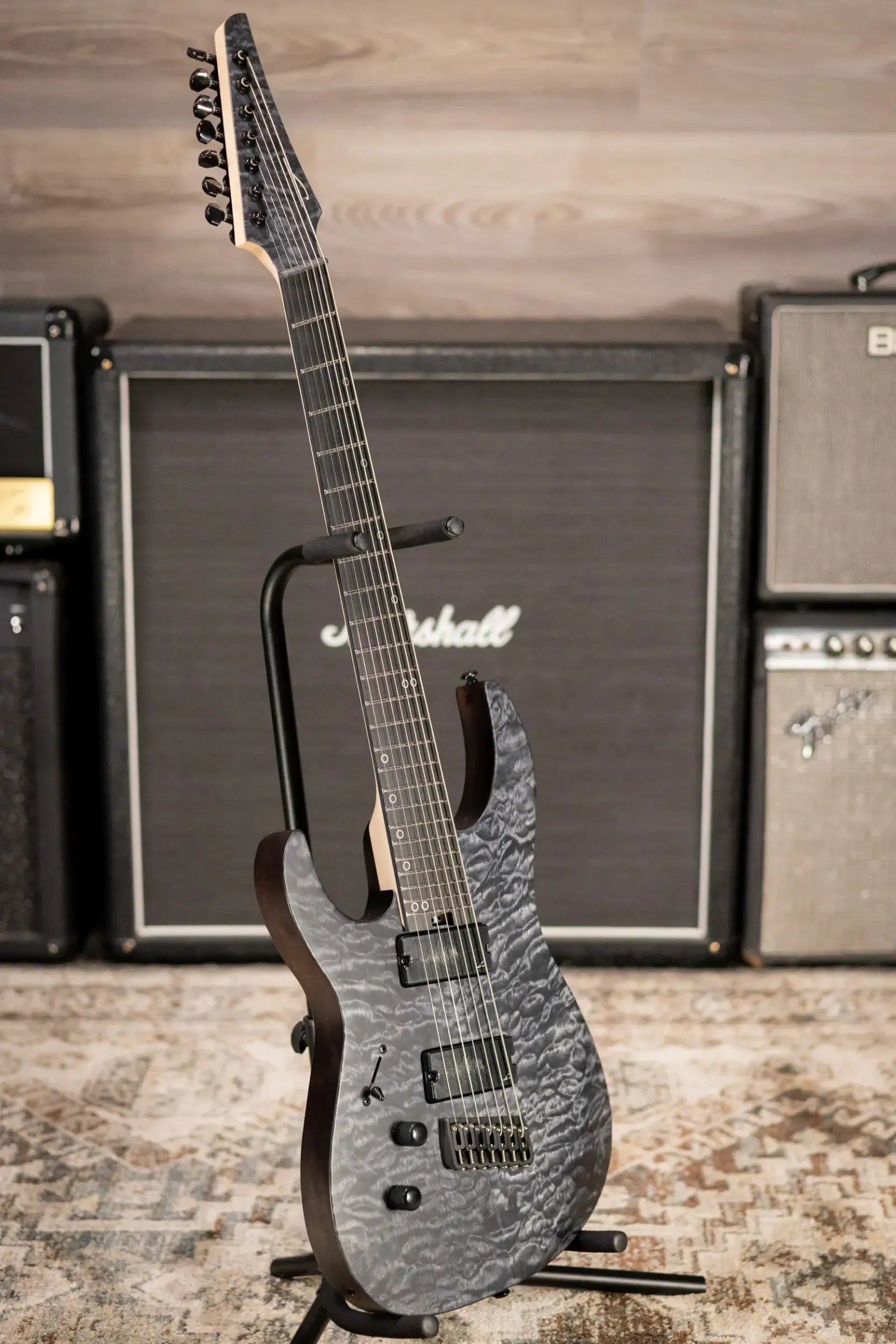 Legator N7FSSL-BLK 7-String Left Handed Multi-Scale Electric Guitar - Black QM