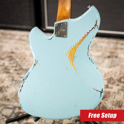 Novo Limited Serus J Electric Guitar - Daphne Blue over '64 3-Tone Burst with Gig Bag